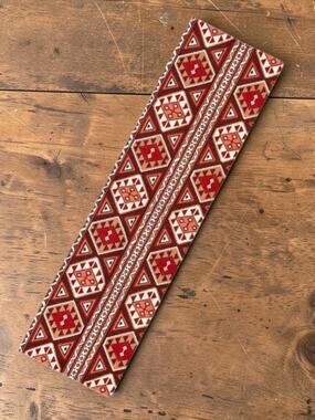 SOUTHWEST boho tribal Aztec table runner red & cream tones size 52” x 15”